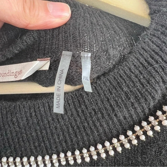 Soft Surroundings Embellished Sweater Size XL Petite Dark Brown Wool Blend - Picture 8 of 9